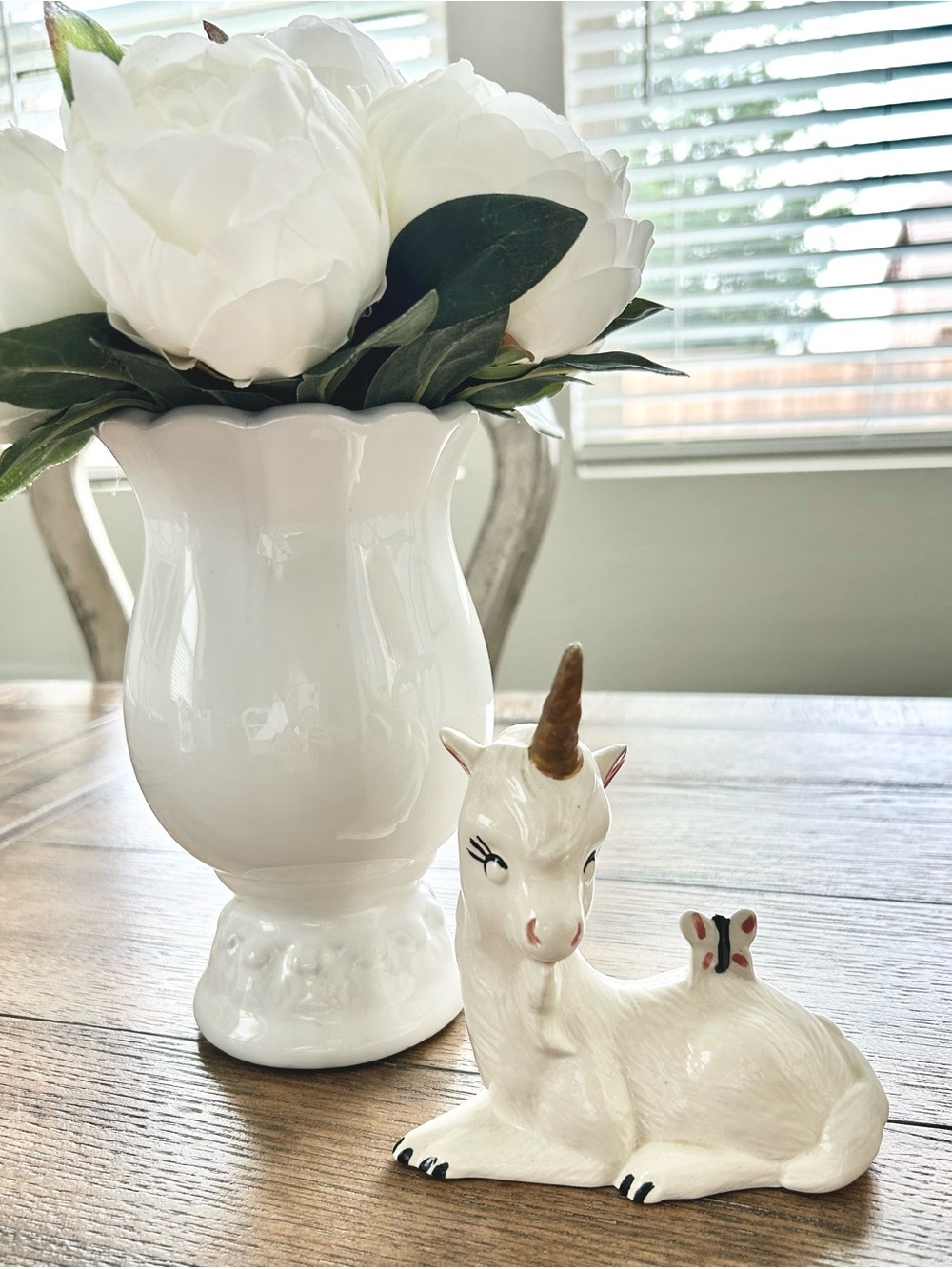 Vintage Glazed Ceramic Butterfly Unicorn